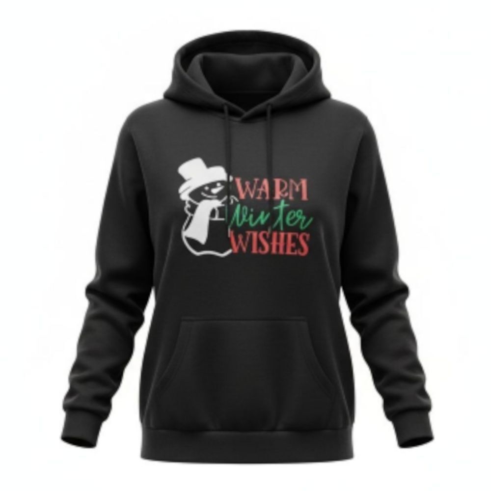 Warm Winter Wishes Black Christmas Pullover Hoodie - NWT